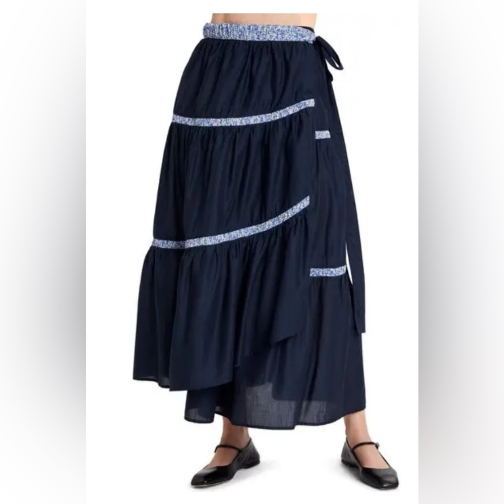 Liberty x Merlette Navy Blue Midi Skirt